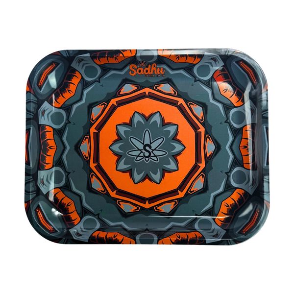 Bandeja Sadhu Grande Mandala Cinza e Laranja 35617.jpg